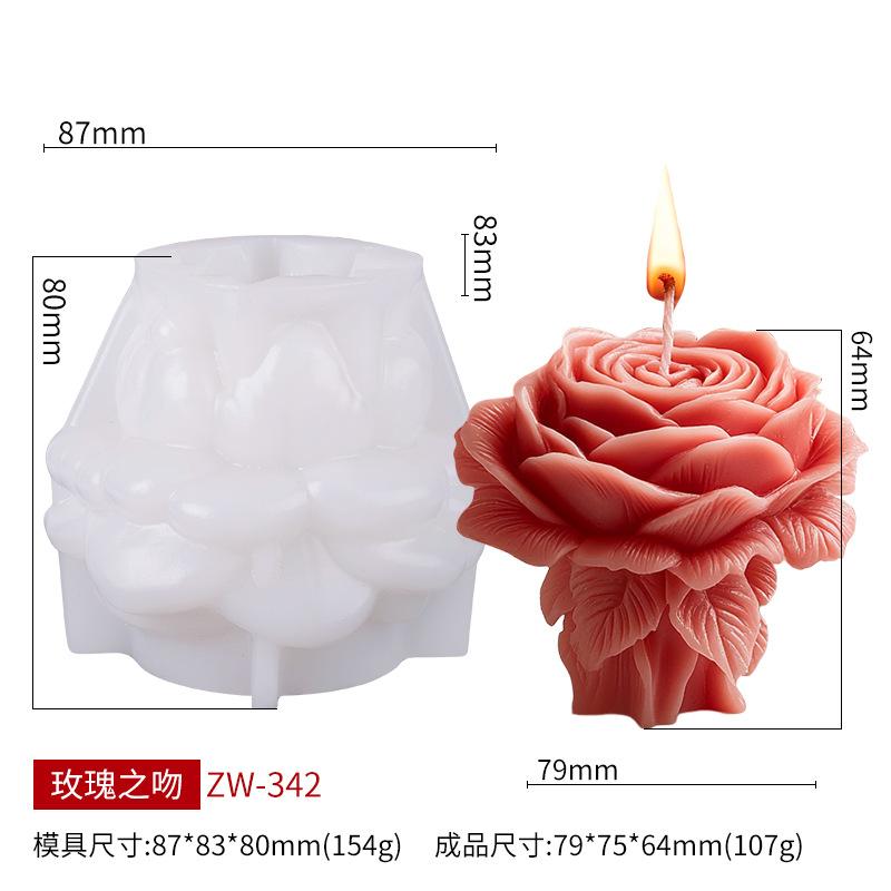 DIY Rose Pillar Candle Silicone Mold 3D Geometric Flower Column Scented Candle Plaster Ornament Mold Handmade Gift Wedding Decor