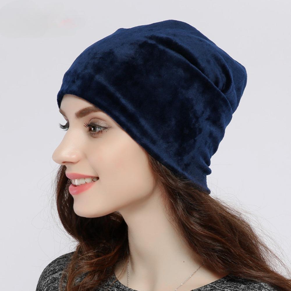 Women's Hat Skullies Beanies Polyester Knitted Hats Beanie Hat Winter Fleece Casual Velvet Women Beanies Hats