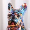 Bulldog Statue French Bulldog Figurine Creative Colorful Art Animal Statue Graffiti Dog Sculpture for Bookshelf Table TV Cabinet