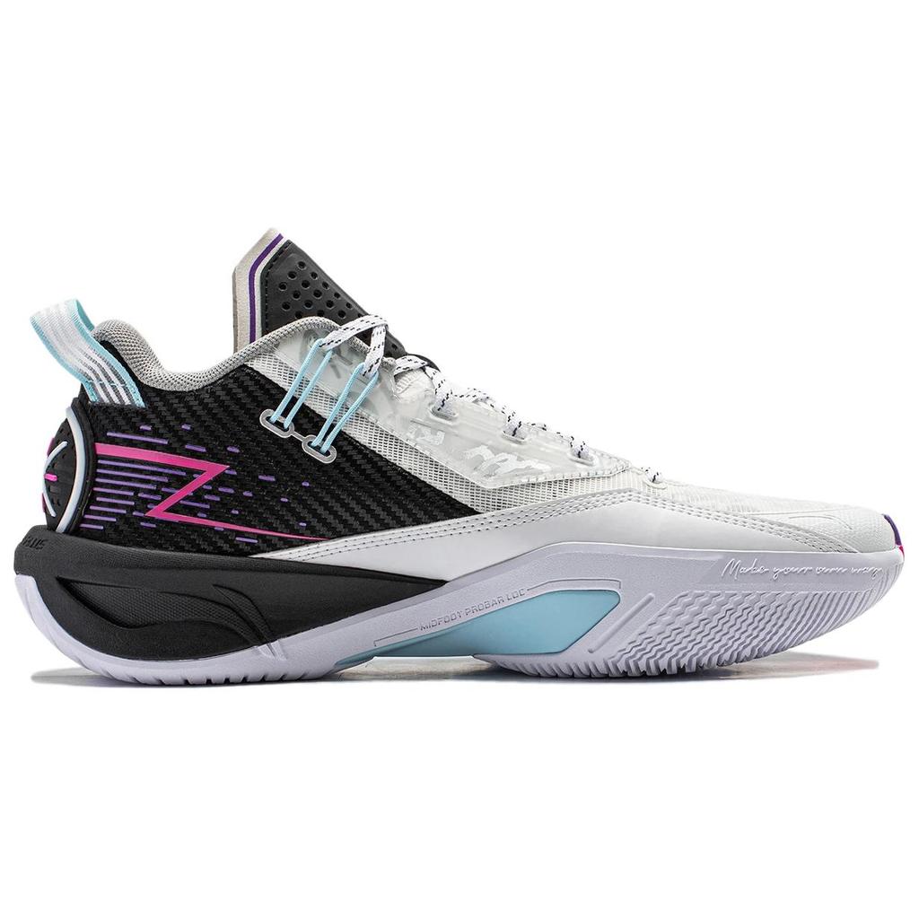 Li Ning Comfortable Shock Absorbing Breathable Low Top Basketball Shoes Men sneaker Black White ABPU003-5