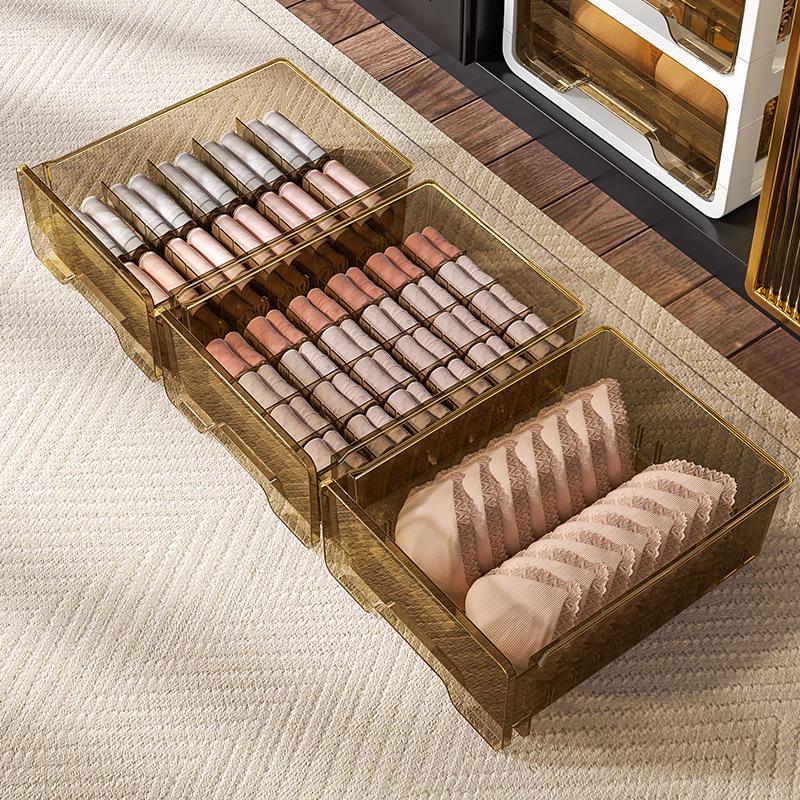 Drawer-Type Underwear and Socks Storage Box: Three-in-One Compartment Organizer