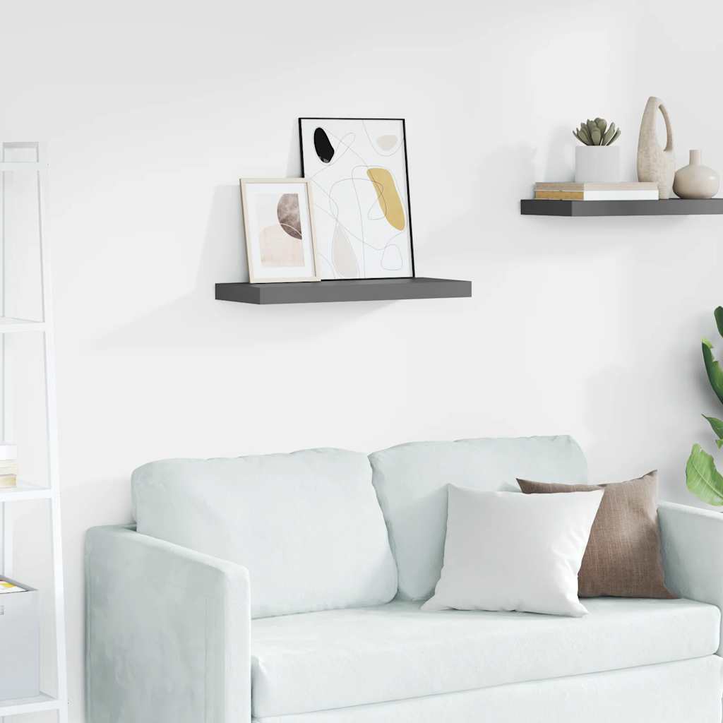 Floating Shelf High Gloss Grey 60 x 23.5 x 3.8 cm MDF