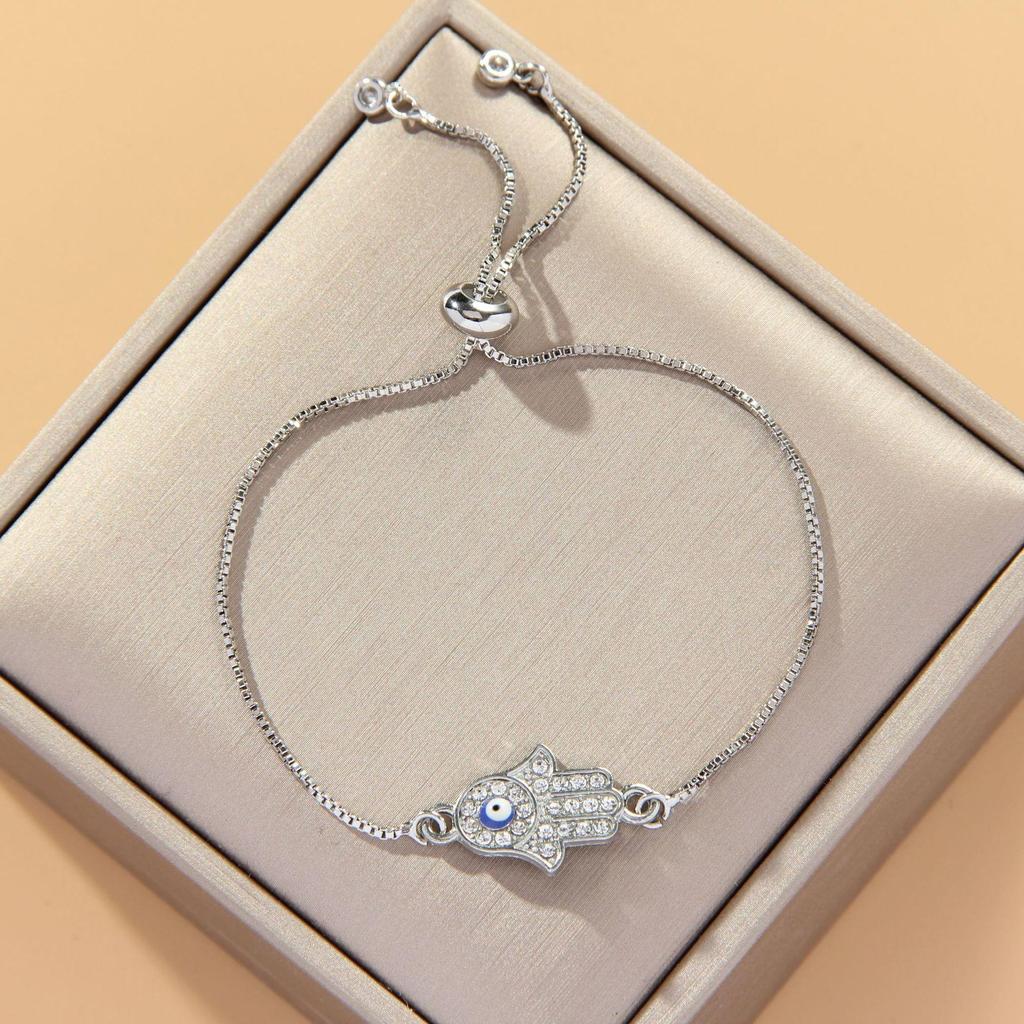 Verstellbares 8-förmiges Evil Eye Herzarmband für Damen - Europäische & Amerikanische Mode, Südostasiatischer Einfluss