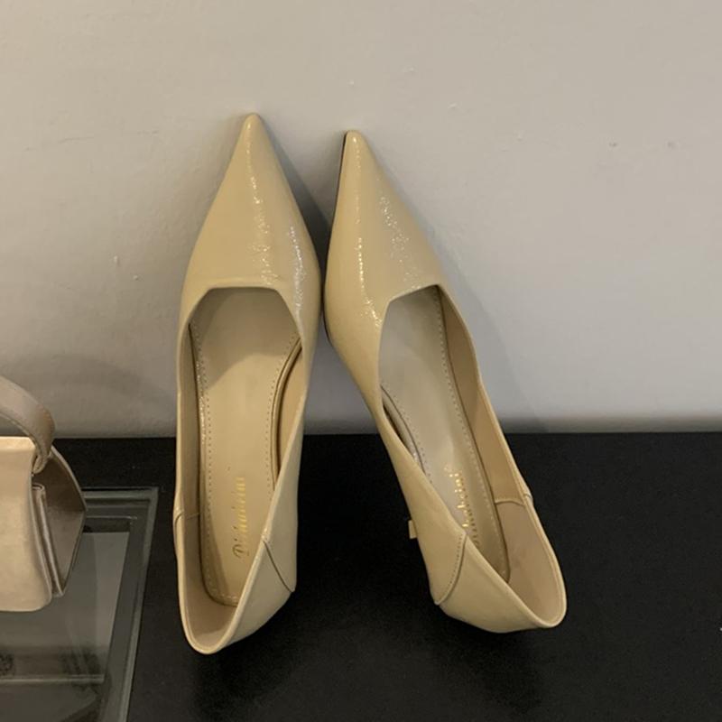 Fashion SUOJIALUN 2025 Spring New Pointed Toe Women Pumps Shoes Pointed Toe Shallow Slip On Boat Shoes Thin Low Heel Dress Pumps