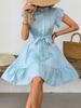 Women's Casual Polka Dot Sleeve Lace-up A-line Dress