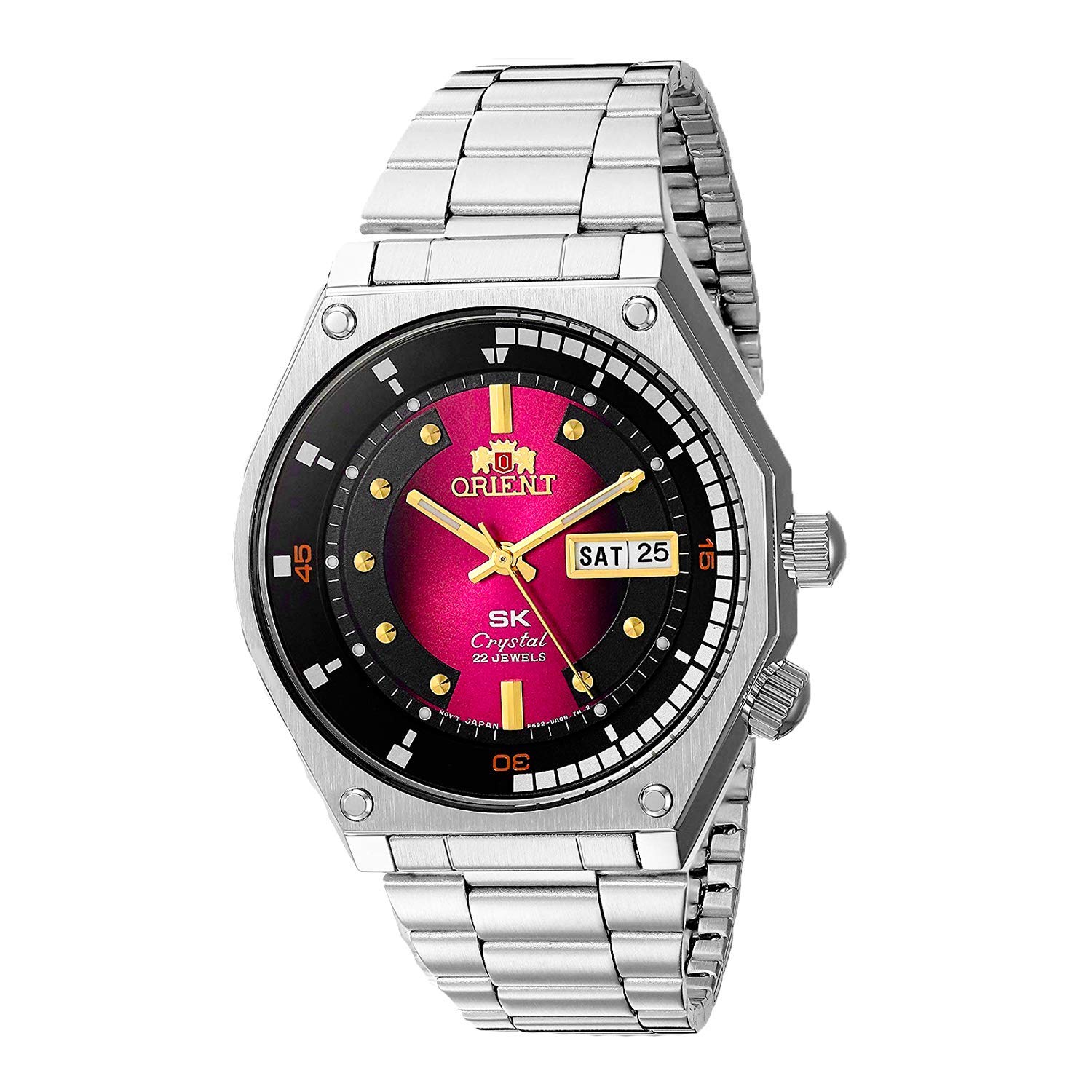 

Orient SK Diver Retro Japanese Winding Stainless Steel Sports Modern Men s Automatic/Manual Watch, Magenta, Retro,