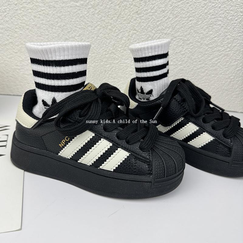Children's Shell Head Board Shoes Spring and Summer New Girls' Sports Shoes Light and Non-slip Black Boys' Versatile Casual Shoes