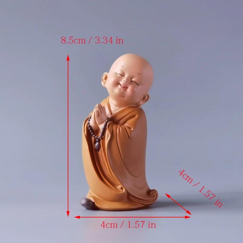 Resin Cute Little Monk Mini Statue Modern Handmade Sculpture Cute Home Living Room Desktop Figurines Children's Gifts Special
