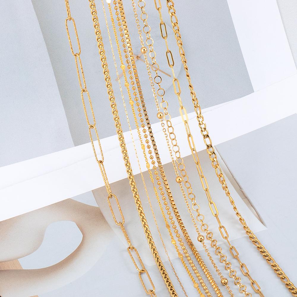 2Meters Multi-Style Stainless Steel Gold Color Link Chain for DIY Women Man Bracelet Necklace Chains Jewelry Making Accessories