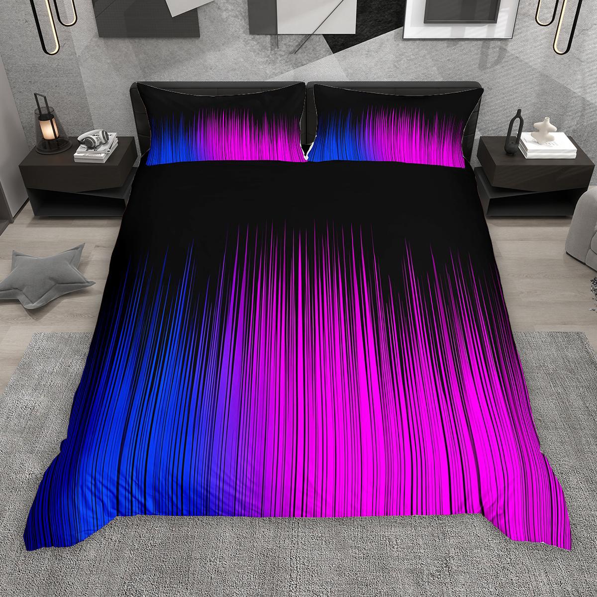 

Homewish Gradient Lines Duvet Cover Set 2pcs/3pcs, Neon Red Gray Cyan Bedding Set, Black Green Blue Pink Comforter Cover Set DE XS 100x135cm 2pcs&set
