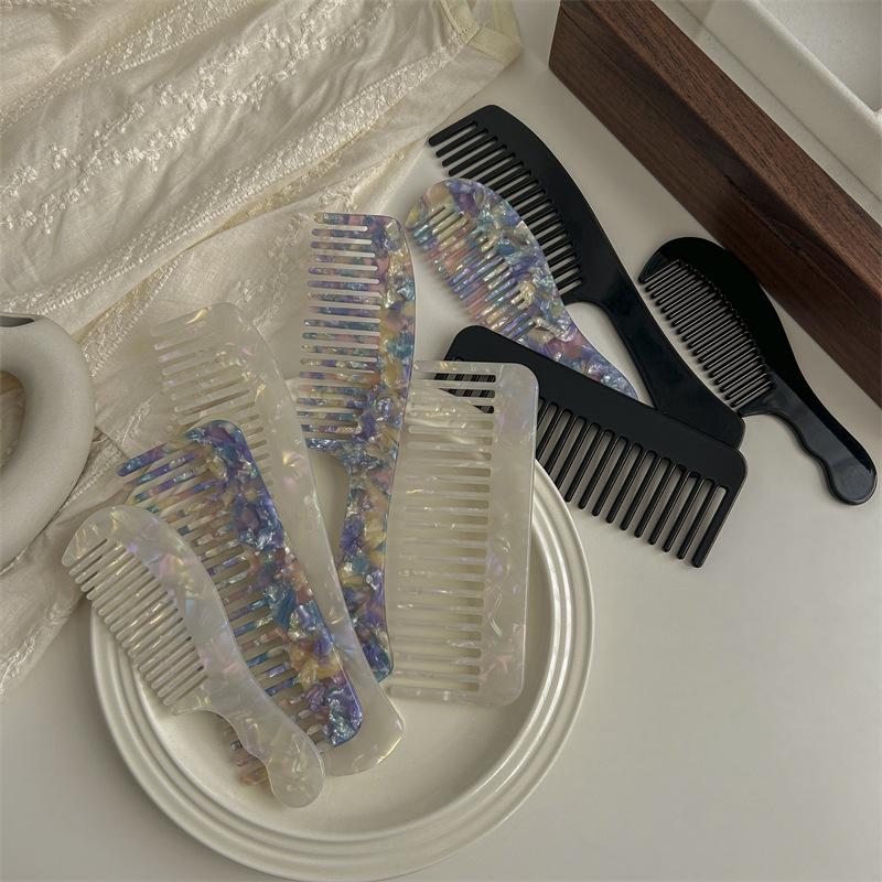 Koreanischer Retro-Haarkamm mit breiter Zahnung und Essigsäure für lockiges Haar – Haar-Accessoire im Promi-Stil für Frauen