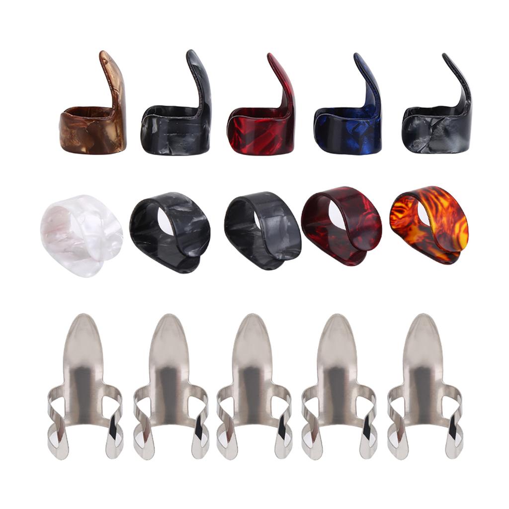 15Pcs DIY Thumb Forefinger Finger Picks Protector Accessory with Storage Box for Guitar