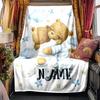 Teddy Bears In Pajamas Hugging Under Clouds And Stars Blanketcustomizable With Your Namecomfortable And Stylish Perfect For Travel Beds Chairs Offices
