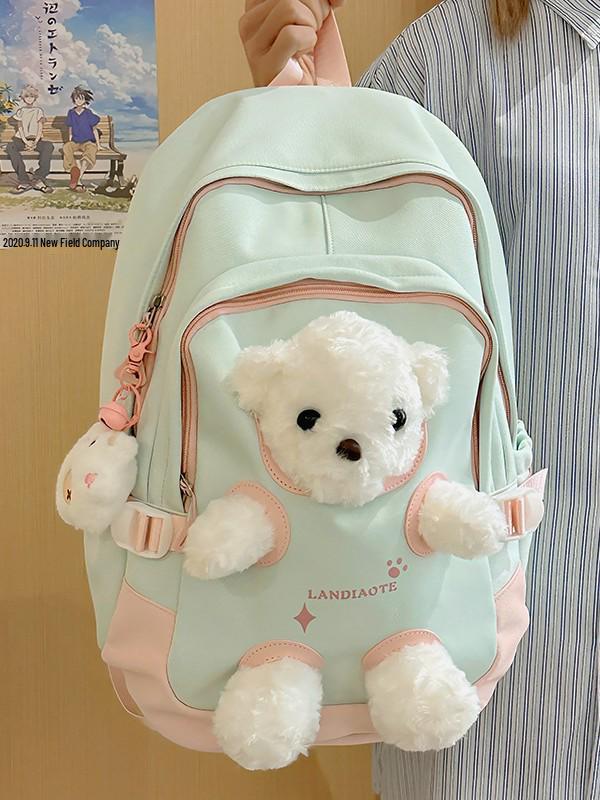 Cute Cartoon Bear Backpack for Women and Students - Mori Style Shoulder Bag