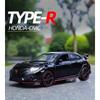 Maßstab 1/32 Honda Civic Type R Spielzeugauto für Kinder Diecast Miniaturmodell Rückzugsantrieb Türen zu öffnen Sound Licht Sammlung Geschenk Jungen