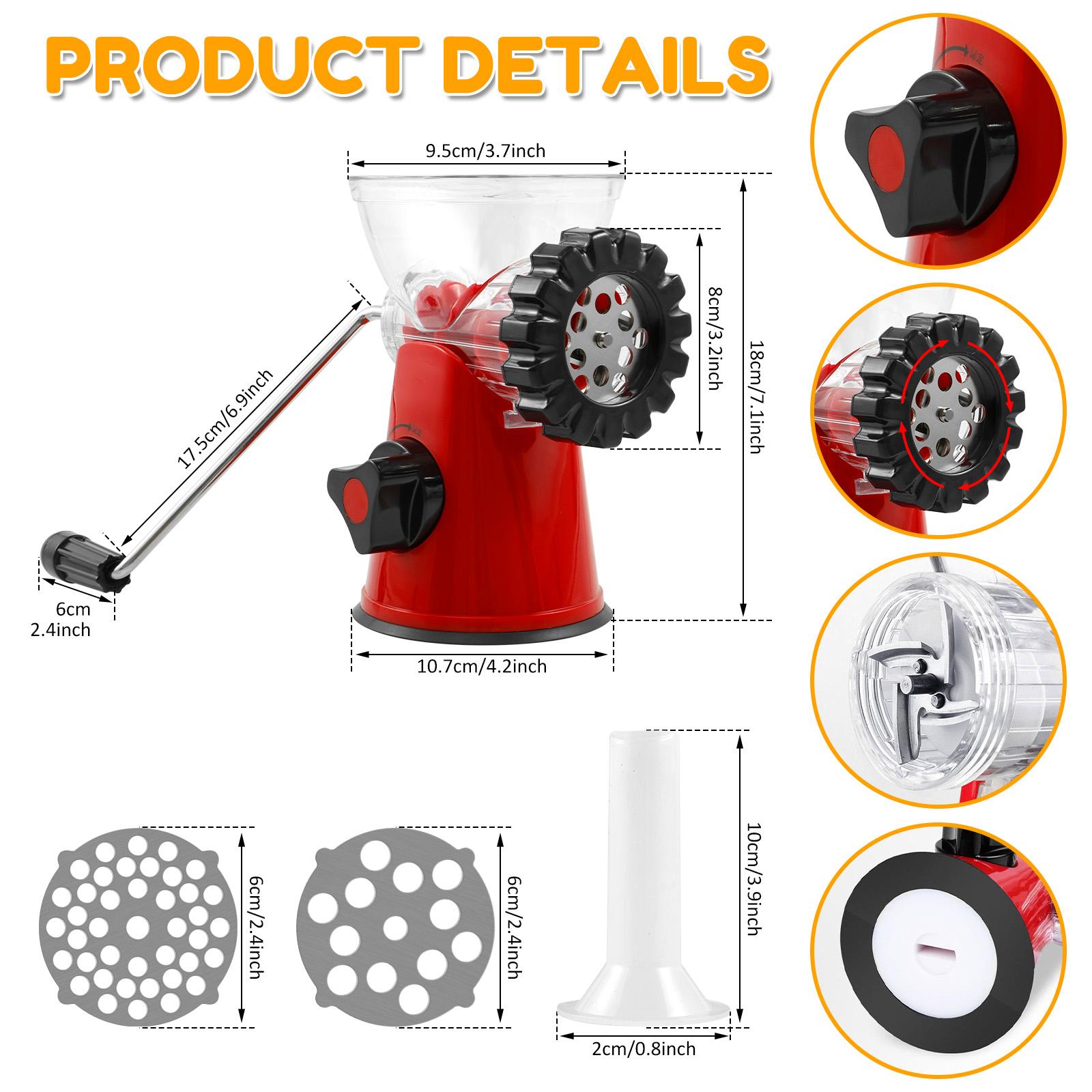 Manual Meat Grinder Mincer Meat Machine Sausage Stuffer Meat Stuffing Spice Grinder for Meat Ginger Garlic Chilli Kitchen Gadget красный