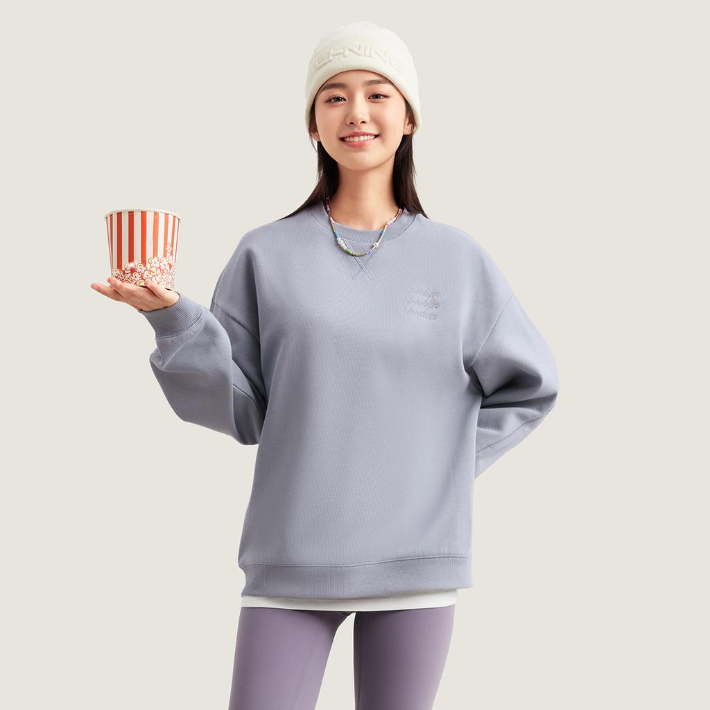 Li Ning Sports Lifestyle Series Fleece Crewneck Letter Sweatshirt Unisex Sweatshirt AWDVF71-2