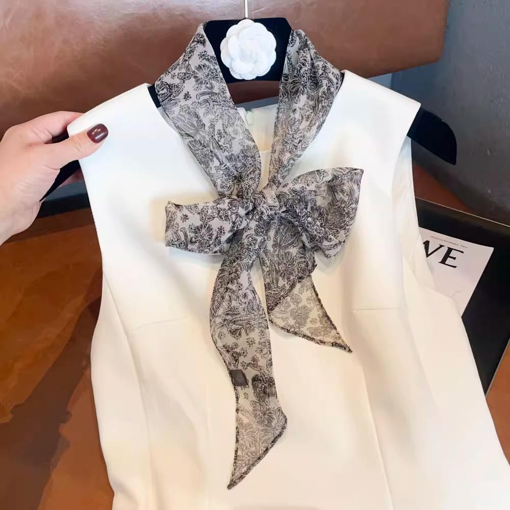 111% Mulberry Silk Diagonal Scarf French Hepburn Silk Small Silk Scarf Women's Silk Diagonal Streamer Long Thin Scarf