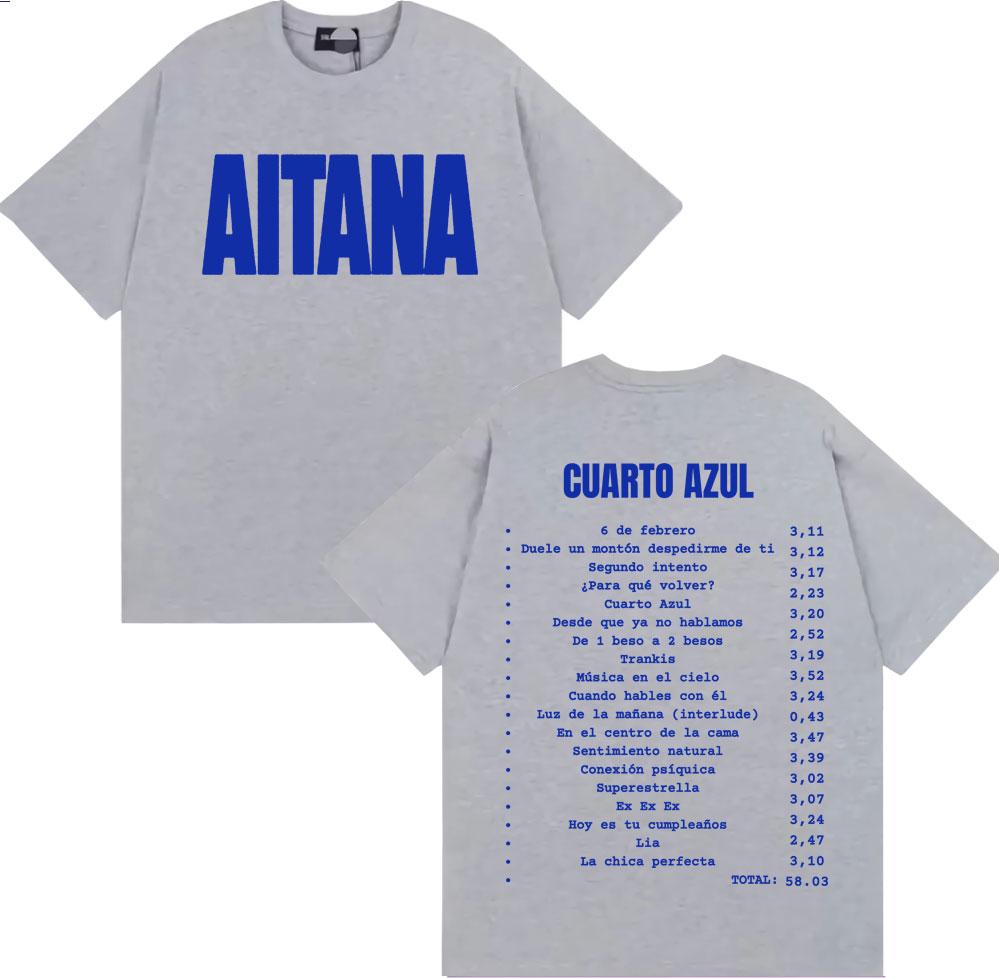 Aitana Cuarto Azul Wdrld Tour 2026 Merch T Shirt Unisex Women Clothing Aesthetic Fashion Tshirts High Quality ONeck Loose Tshirt
