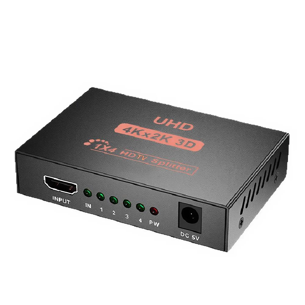 1 in 4 out HDMI Splitter UHD 4K x 2K 3D HDMI-compatible Splitter With Adapter 1080P Dual Display Converter for HDTV DVD PS3 Xbox