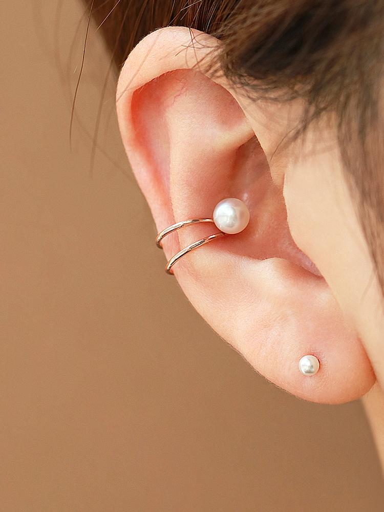 Minimalpiercing 14K Freshwater Pearl Ear Cuff Clip-On Earrings