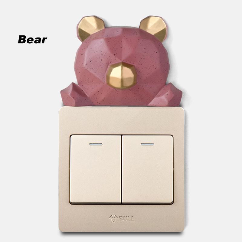 

3D стерео мультфільм тварини візерунок перемикач наклейки настінний декор розетка захисна кришка bear рожевий
