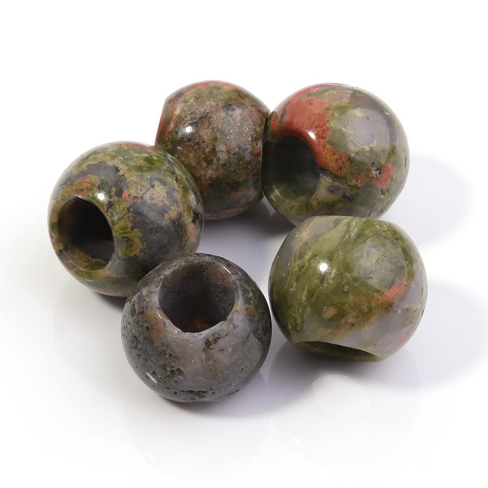 5pcs/lot Natural Stone Big Hole Beads Agate Jade Tiger Eye Turquoise Loose Beads For DIY Handmade Bracelet Earrings Accessories