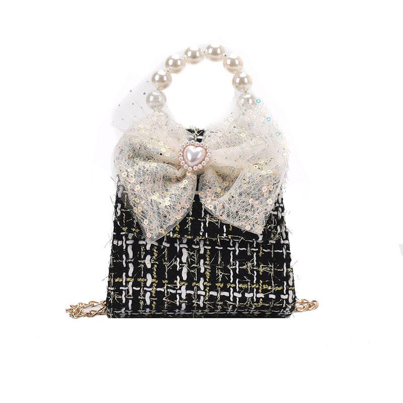 Stylish Children's Spring Lace Bow Handbag With Pearl Detailing For Girls And Boys