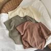 Boys' and Girls' Short Sleeve Set Waffle Baby Home and Outdoor Wear Simple and Trendy Two Piece Set