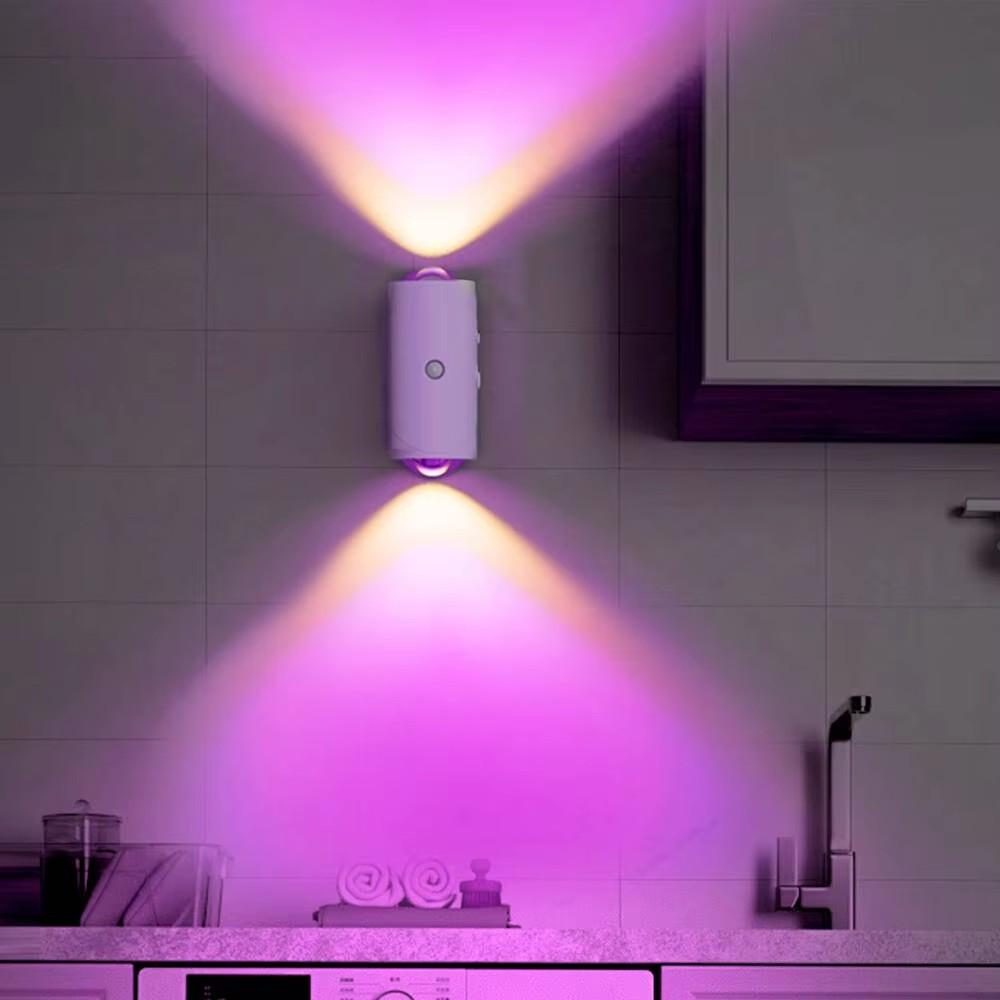 Colorful Toilet Projection Night Light Led Footlights Sensor Magnetic Double Head Wall Lamp Rechargeable body Sensor Night Light