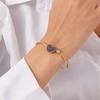 New Trendy Gold Plated Simple Heart Cuff Bangles for Women High Quality Stainless Steel Crystal Bracelets Waterproof Jewelry