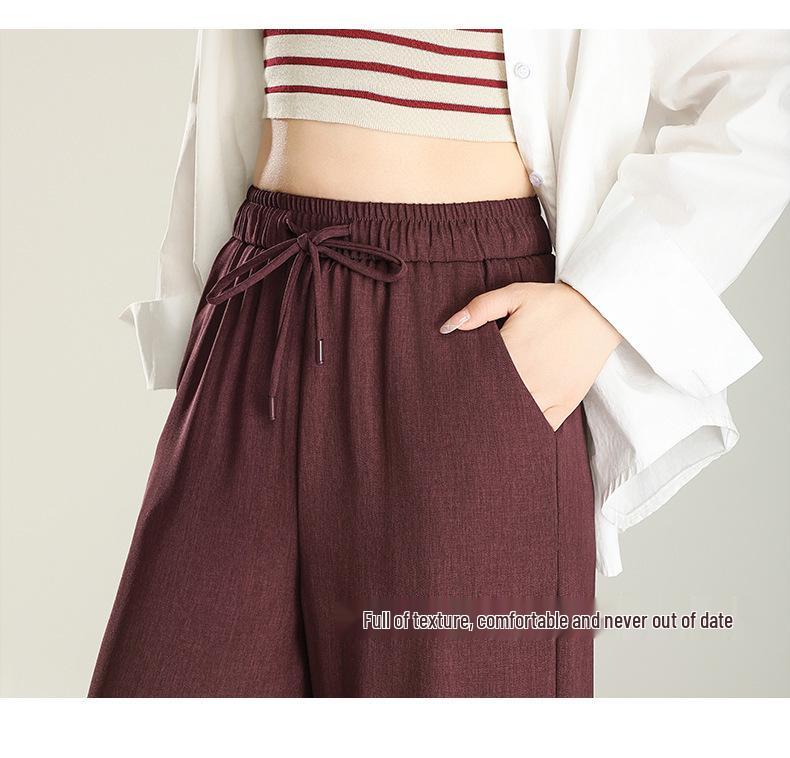 Elegant Women's Korean Style Elastic Waist Pants - Spring 2025 Collection, Narrow and Wide-Leg Casual Long Pants