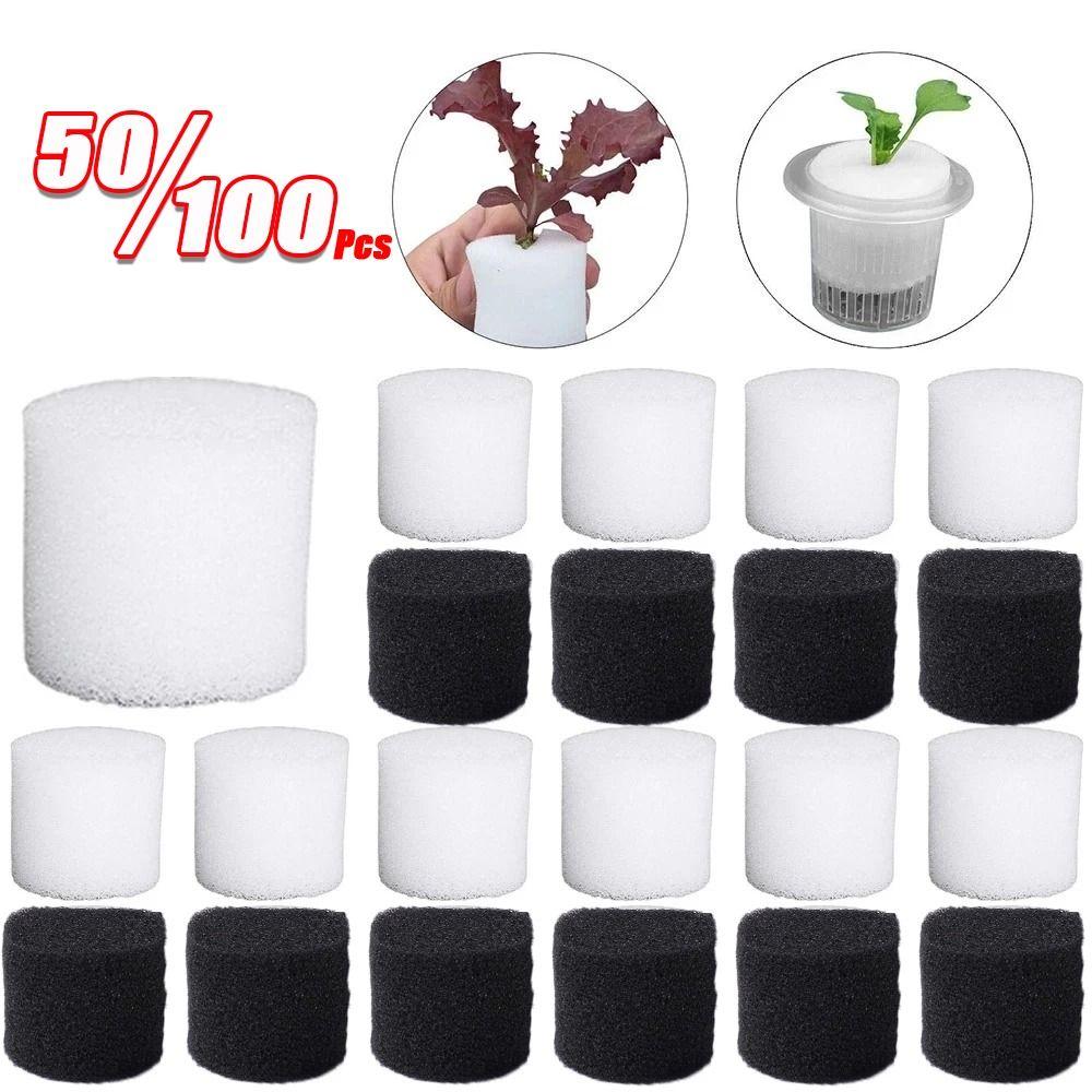50/100 Stück erdeloser hydroponischer Anzuchschwamm Runder Pflanzschwamm Hydroponischer Schwamm Gemüse Blumen Setzlingsschale