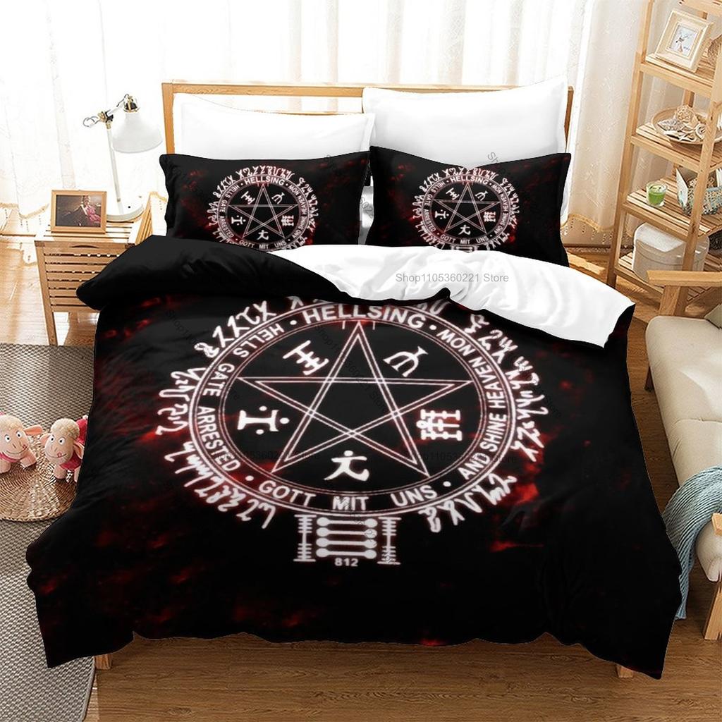 Kpop Hellsing Alucard Bedding Set 3 Piece Duvet Cover Set Gothic Vampire Bedroom Decor All Sizes For Kpop Fans