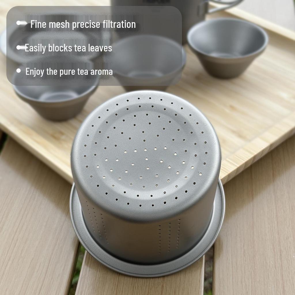 450ml Titanium Tea Infuser Set: Lightweight, Portable for Travel, Camping, Home & Office Use