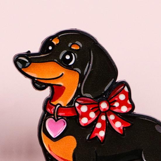 Decorative Brooch Enamel Dachshund Design Zinc Alloy Lapel Pin Sweater Dress Suit Lapel Badge Versatile Outfit