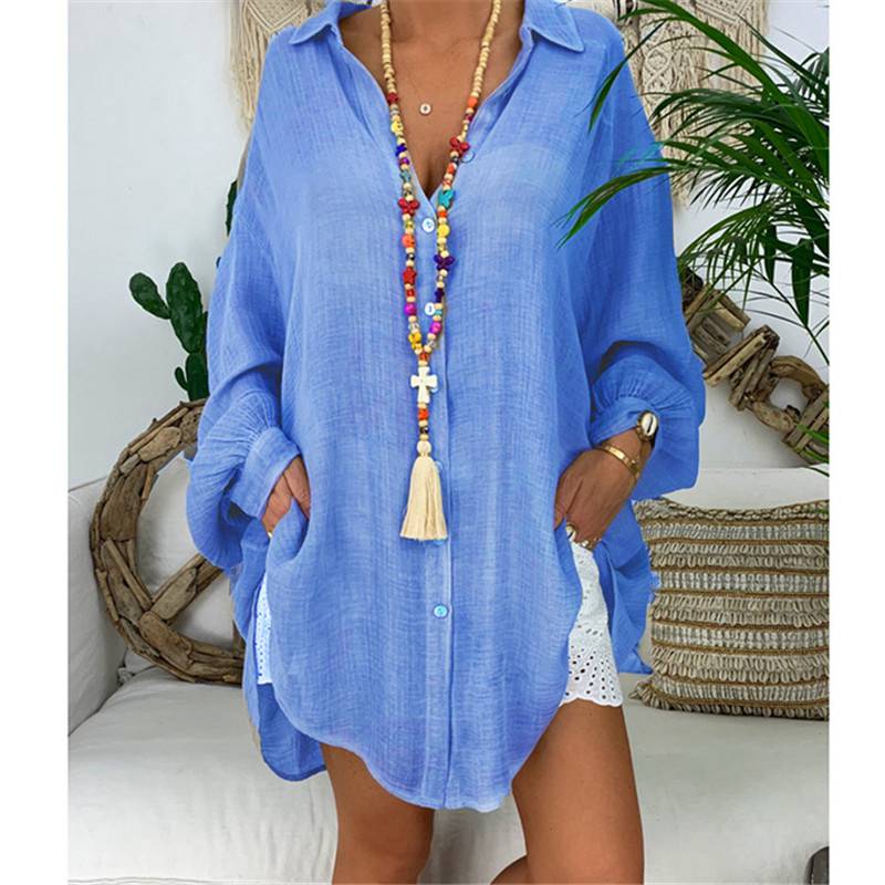 Blouses Shirts Long Sleeve Womens Tops Button Down Loose Casual Cotton Plus Size Women White