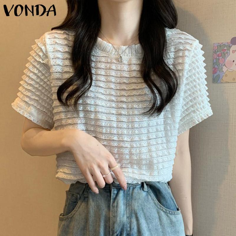 

VONDA Жаркое лето, тонкие женские однотонные топы с короткими рукавами