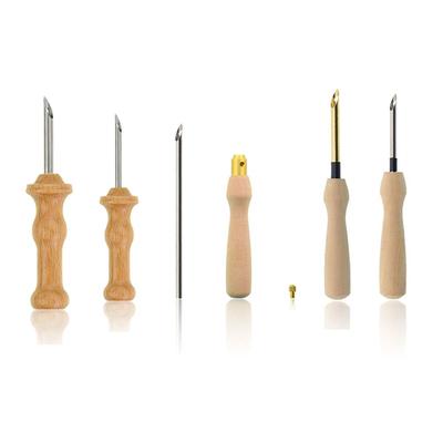 Wooden Handle Weaving Threader Set Knitting Embroidery Pen Sewing Tools Poke Embroidery Needles