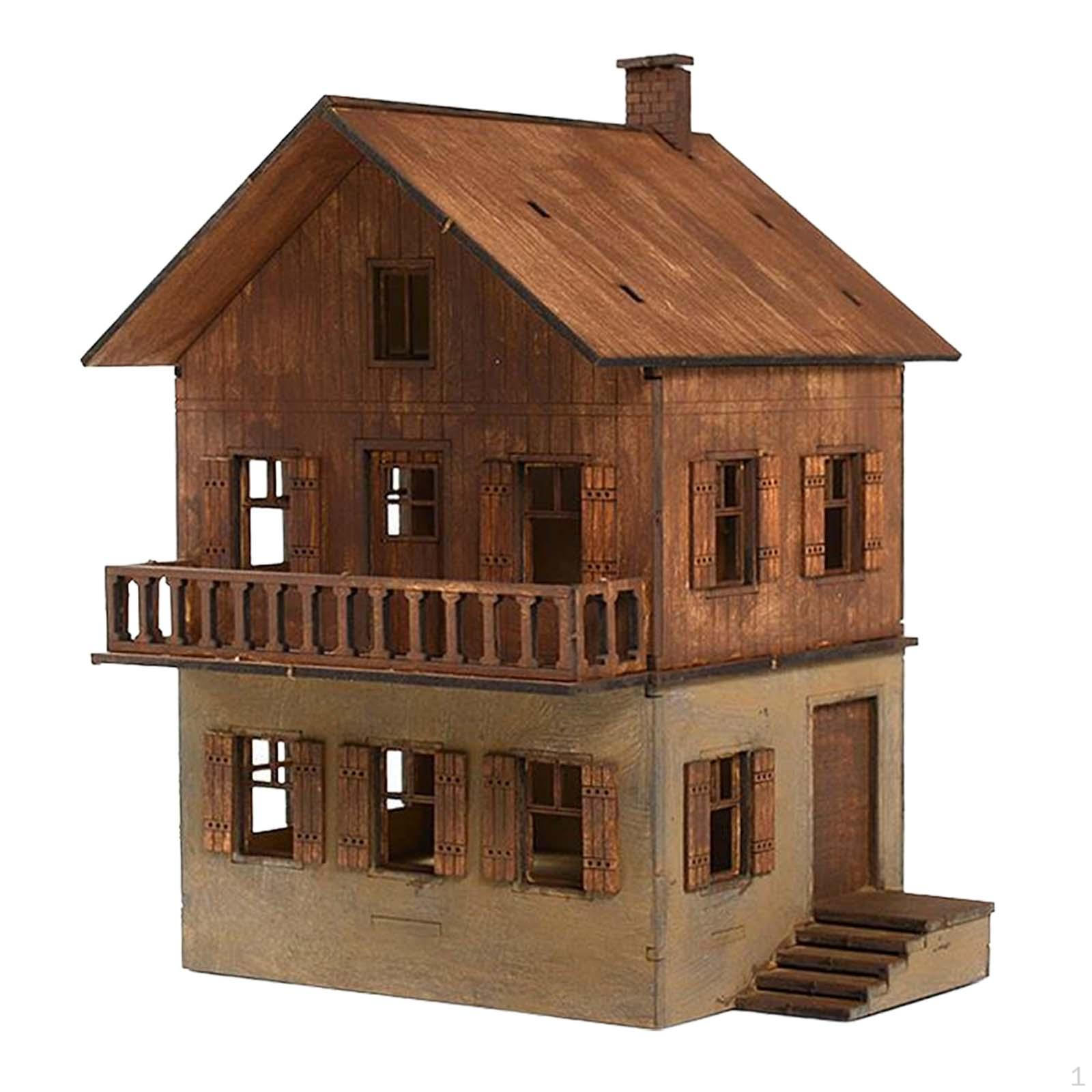 Wooden Model Kits House DIY Assemble Unpainted 1/72 Building Micro