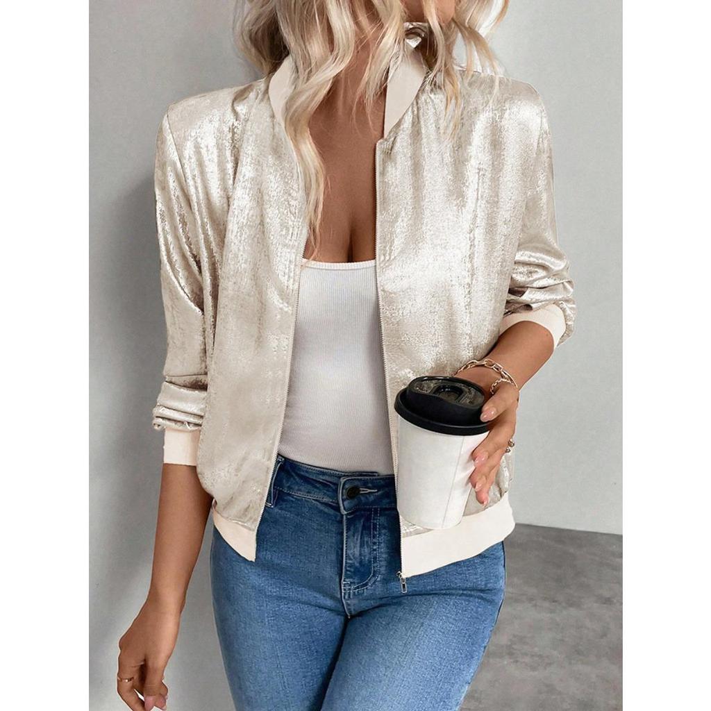 Frühlings- und Herbst-Vintage-Jacke, Baseball-Übergröße-Oberteil, Retro-Kurzjacke für Damen