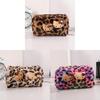 Pink Leopard Print Plush Makeup Bag With Large Capacity For Travel And Storage