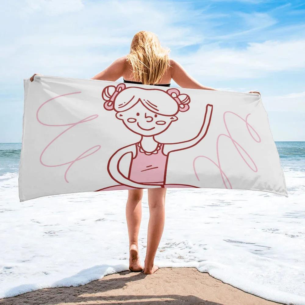 Ballet Girls Bath Towel Quick Dry Towels Lightweight Beach Towel for Gym Travel Sport Hiking Camping Microfiber Swimming Cover