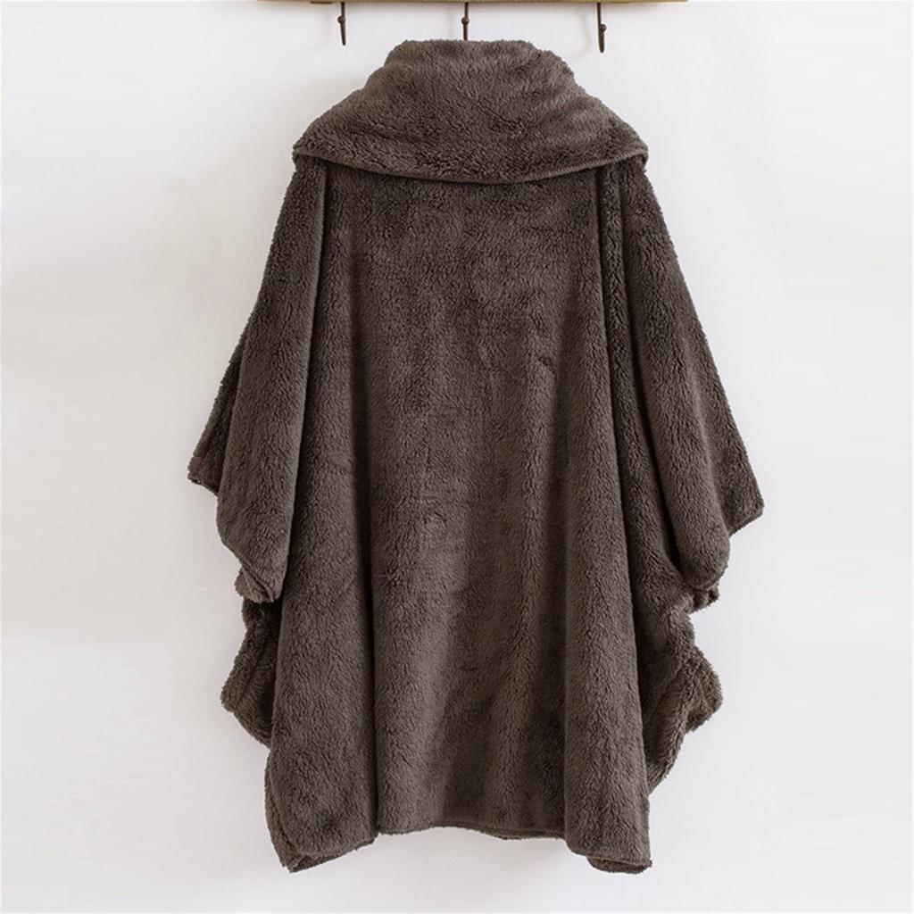 Loose Coat For Women Autumn Winter Large Size Pocket Plush Tops Irregular Double-Faced Fleece Oversized Jacket Female