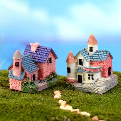 4Pcs Micro Landscape Villa Building Ornaments Miniature Colorful Brick Statue Resin Craft Gardening Art DIY Model Fairy