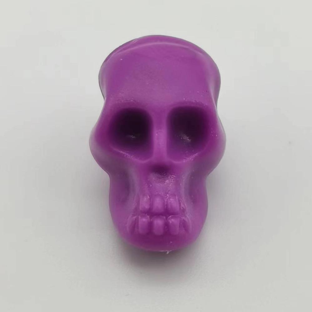 

100PCS Plastic Scary Skull Heads Statue Luminous Halloween Desktop Decorations Festival Supplies Purple without Night Light