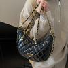 Popular Fashion High-end Diamond Check Chain Dumpling Bag Temperament Versatile Casual Style Crossbody Bag Girl