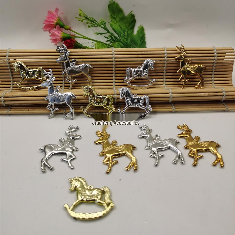 Electroplated Gold & Silver Reindeer/Rocking Horse Christmas Charms - 6/7.5/10CM