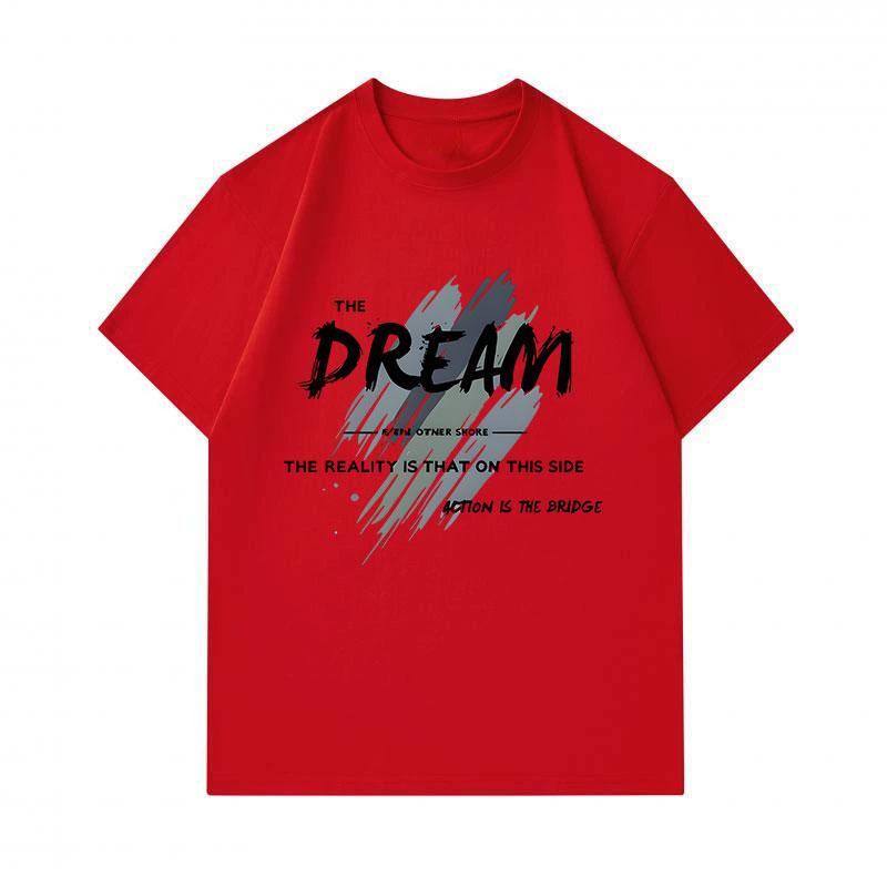 Men's 100% Cotton Crew Neck Short Sleeve T-Shirt, Inspirational Dream Action Bridge Printed Casual Comfortable Lightweight Tee for Daily Wear Street A