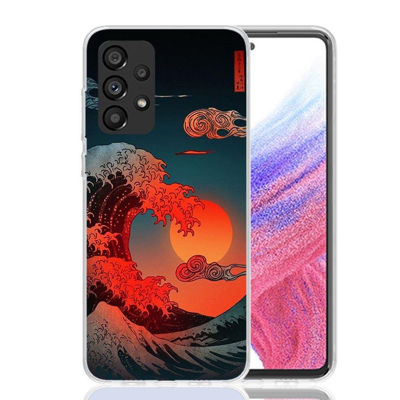 Japanese Style Wave Art Case Phone Cover for Samsung Galaxy A17 A16 A15 A14 A13 A56 A55 A54 A53 A36 A35 A34 A33 A26 A25 A24 A23